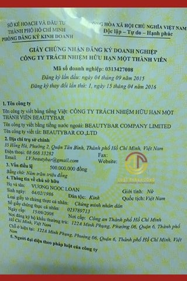 giấy phép kinh doanh Spa 2